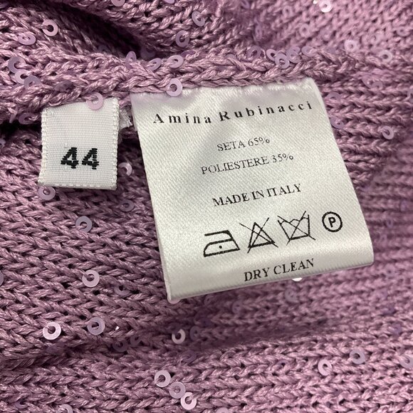 Amina Rubinacci Lilac Sequined Silk Knit Cardigan Sweater - Picture 6 of 6